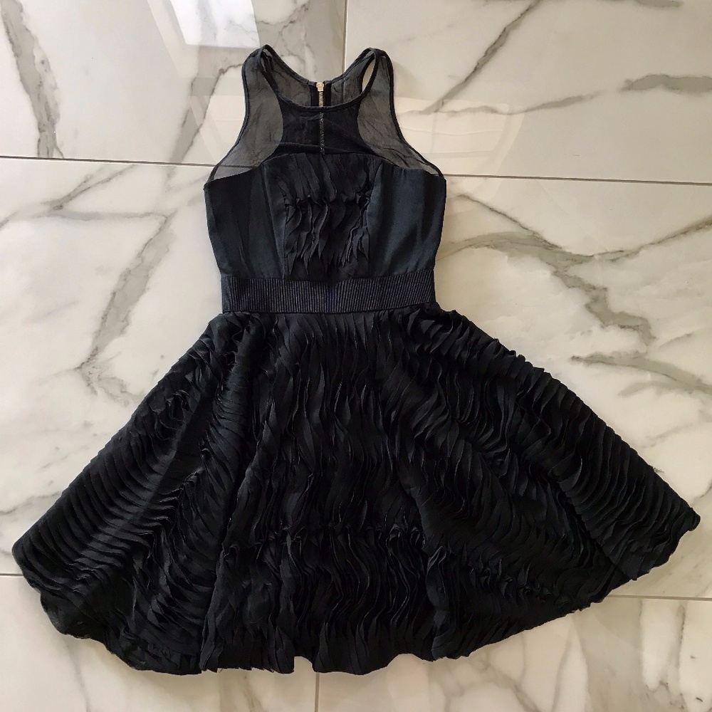 Milly of New York Black Silk Frilly Special Occasion Dress 2🇺🇸